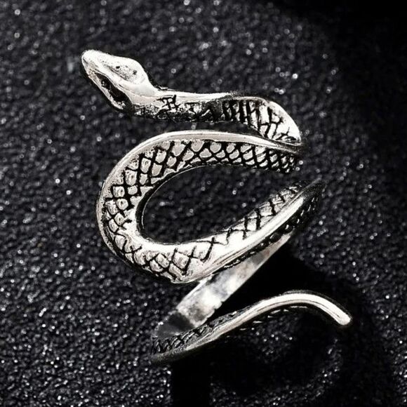 Silver Gothic Snake Adjustable Ring - Picture 6 of 6